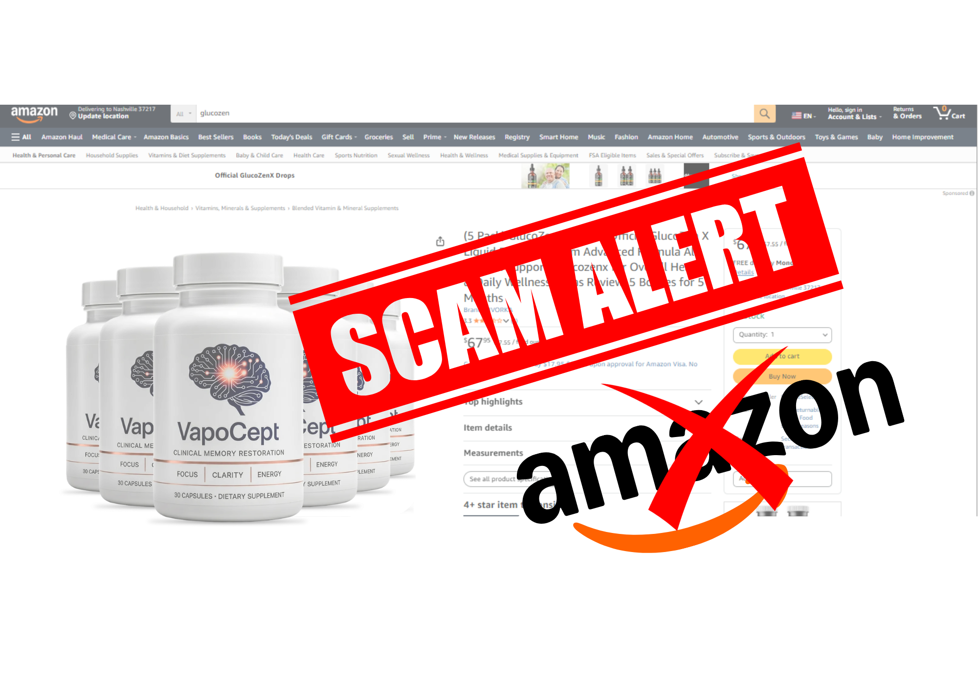 Example of a fake celebrity endorsement ad — not affiliated with VapoCept